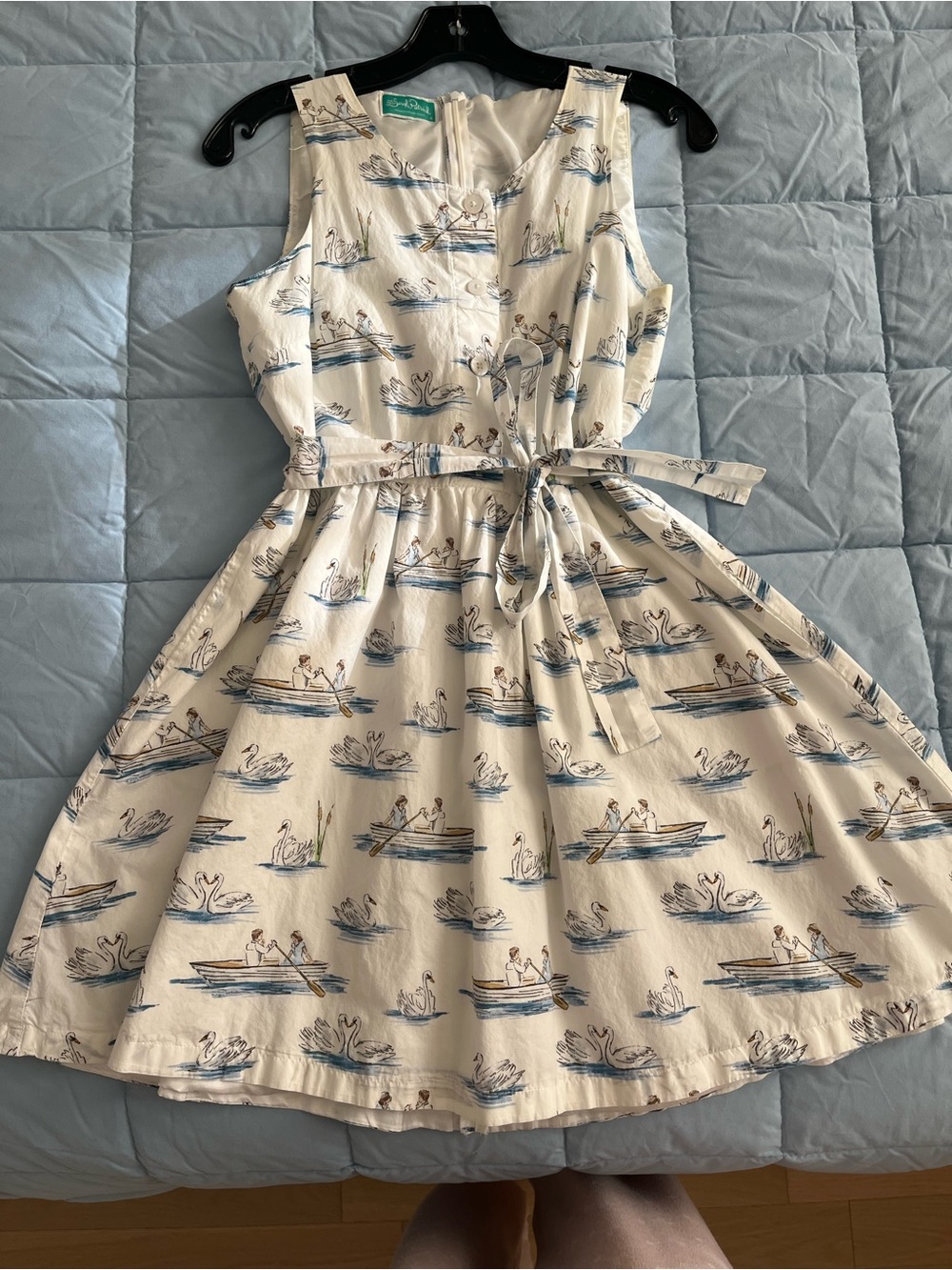 Kiel James Patrick Dress with Blue Swan & Boat Print (The Notebook) - Sold out